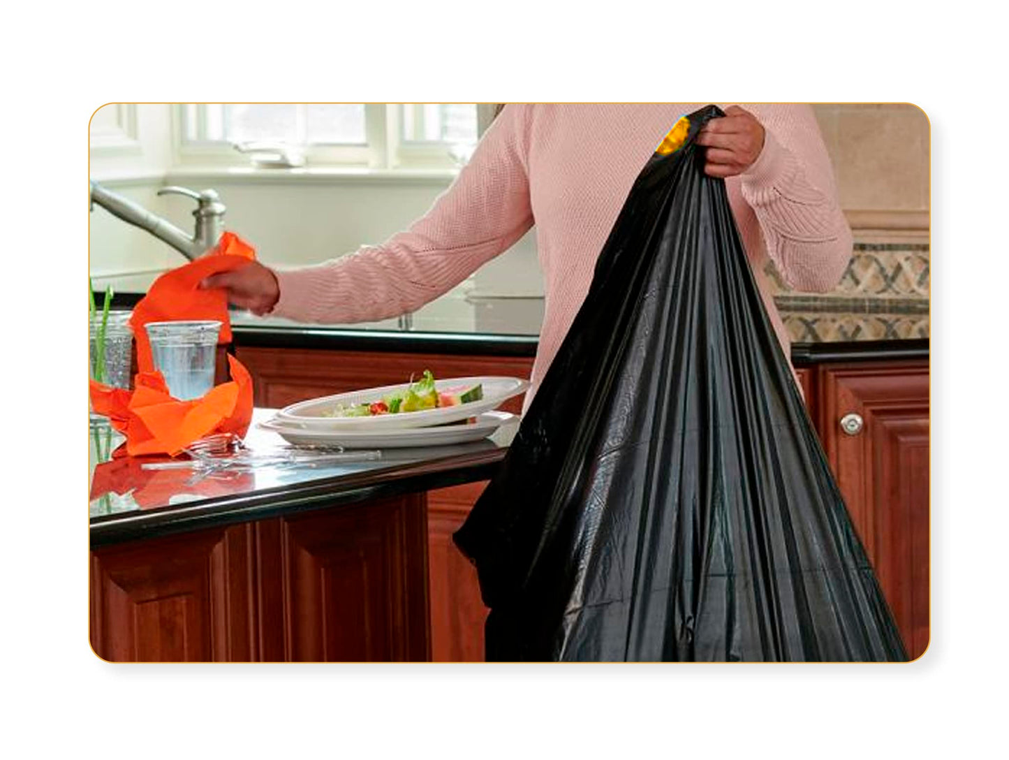 Haya Home 70L litre 40 Drawstring Bin Bags Heavy Duty Swing Bin Liners Black Plastic Refuse Sacks tie top handle large Waste Dustbin Bags for Kitchen Home Office DIY Garden 100% Recycled Material