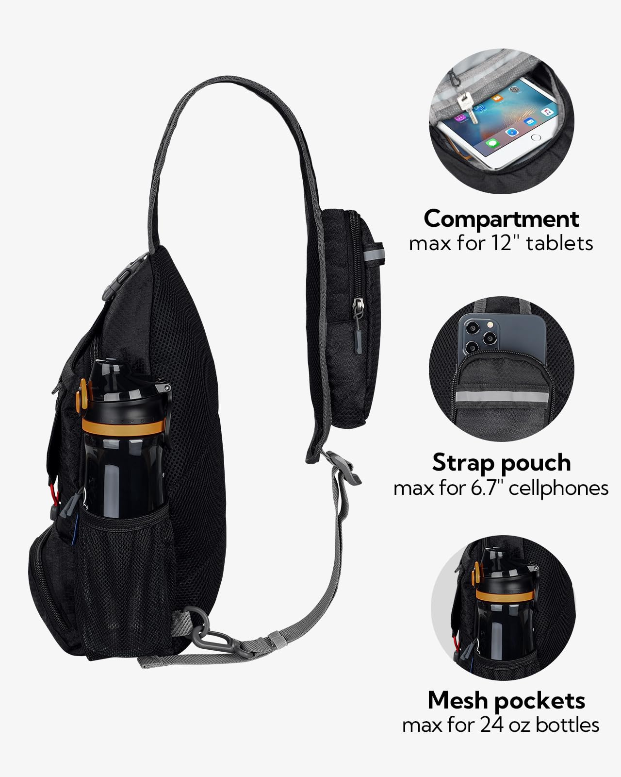 Waterfly Packable Small Crossbody Sling Backpack Foldable Shoulder Chest Bag Daypack for Hiking Traveling Men Women