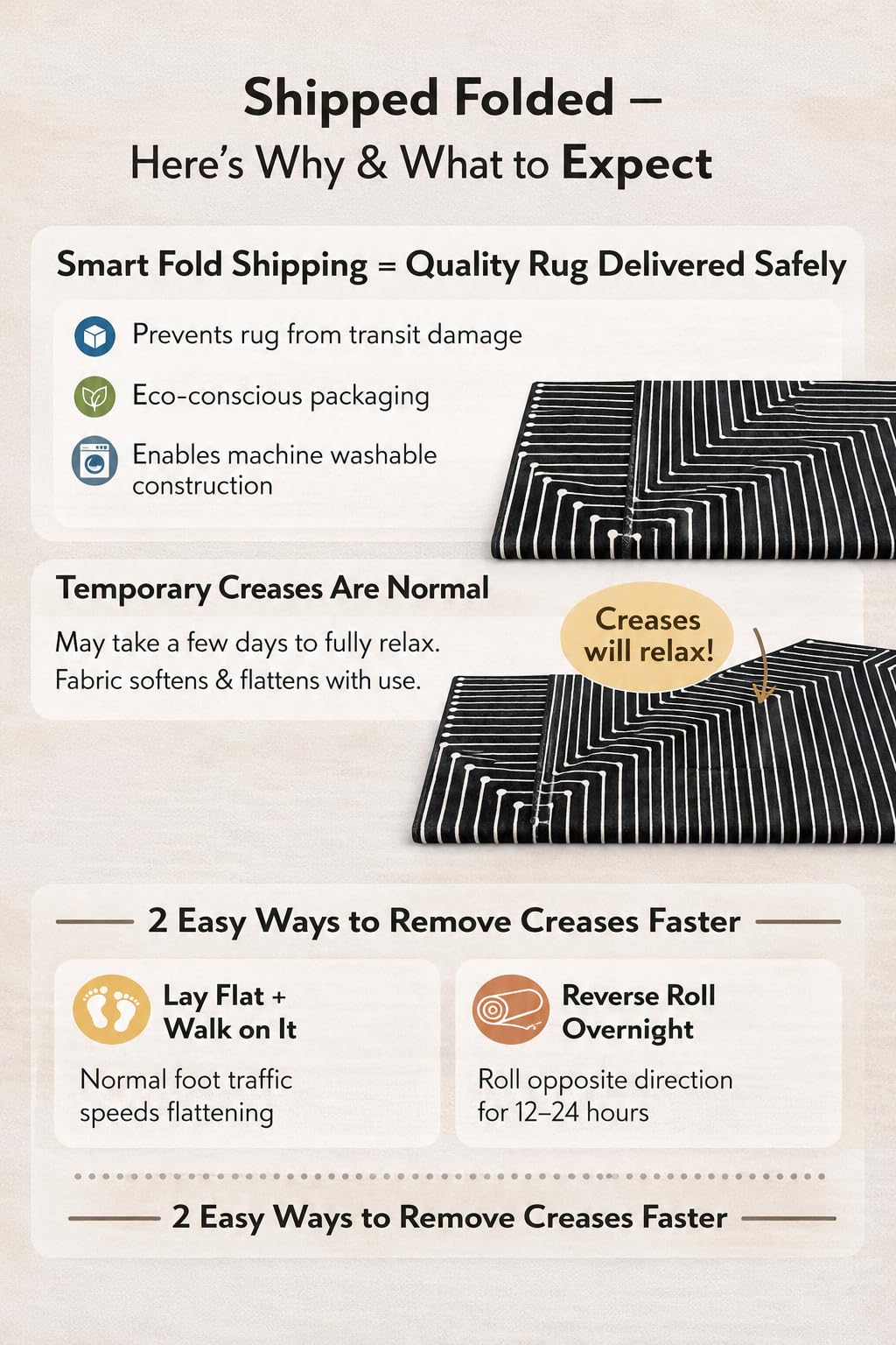 Rugshop Marbella Bohemian Stripes Washable Non Slip Area Rug 9'x12' Black