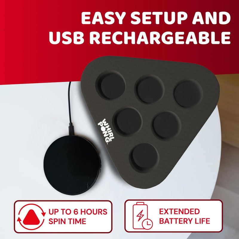 Whirl Pong – The Spinning Cup Pong Game | Rechargeable Rotating Party Game Set | Ultimate College Party, Tailgate & Family Game | Cup Pong Reinvented