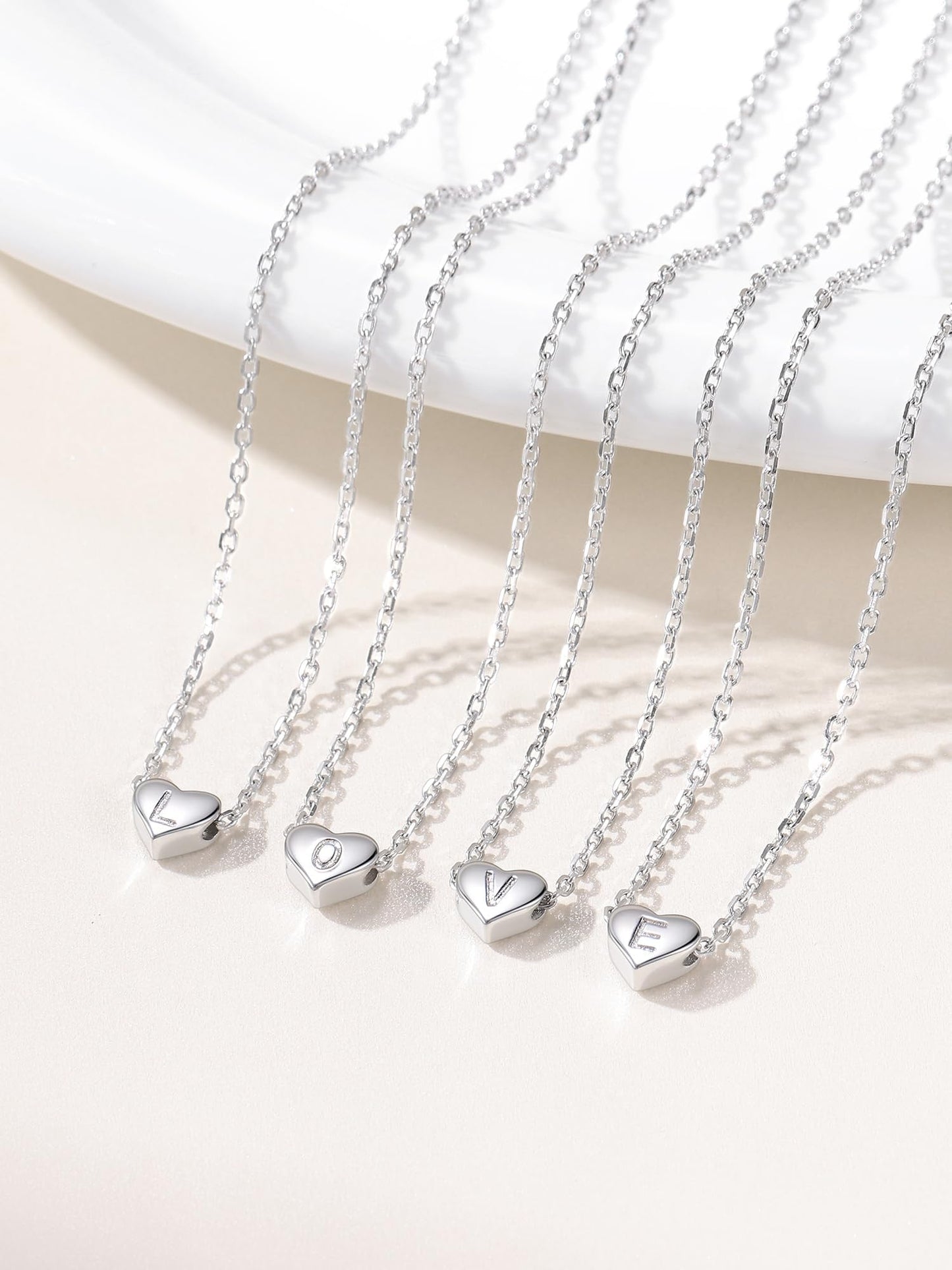 ChicSilver Monogram Necklace Gift for Women 925 Sterling Silver Heart Script Initial Jewelry Letter Pendant Halloween Necklace (Letter L)