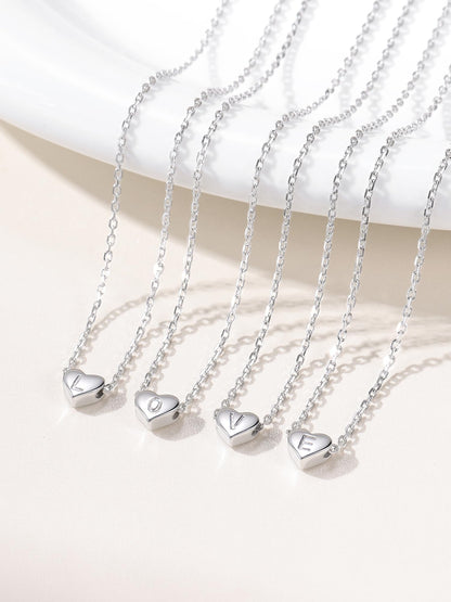 ChicSilver Monogram Necklace Gift for Women 925 Sterling Silver Heart Script Initial Jewelry Letter Pendant Halloween Necklace (Letter L)