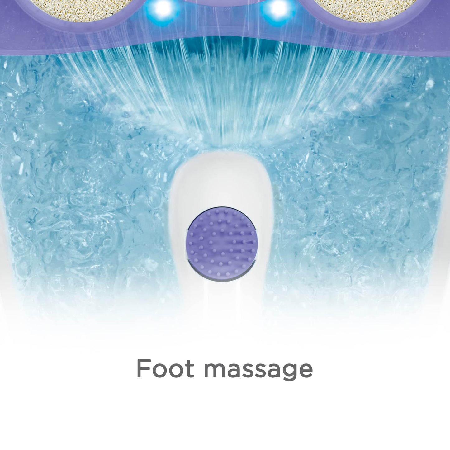 Conair Waterfall Pedicure Foot Spa Bath with Blue LED Lights, Massaging Bubbles and Massage Rollers, Blue/White