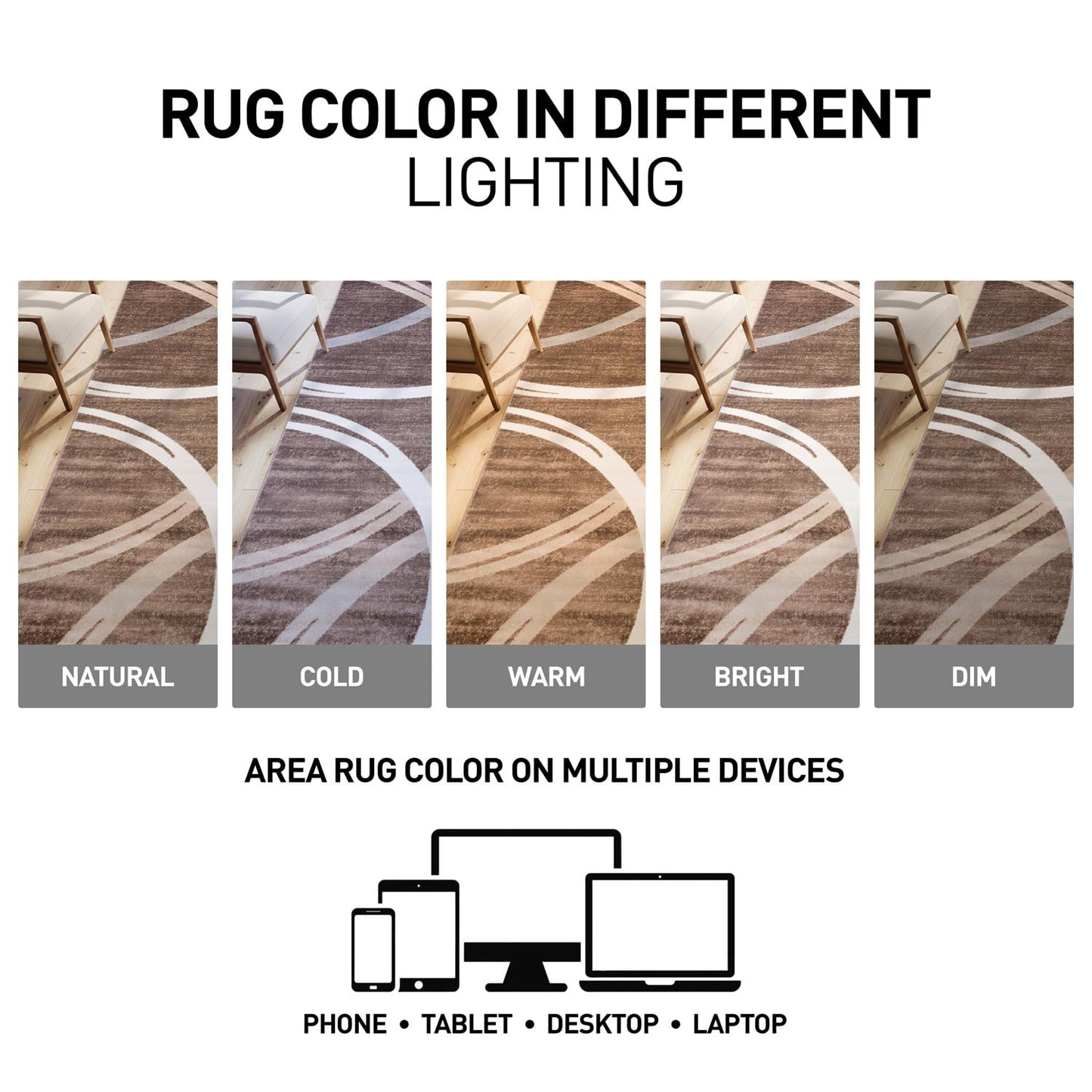 Rugshop Modern Wavy Circles Design Area Rug, Fade-Resistant Carpet for Bedroom, Office, or Small Spaces, Brown, 3'3" x 5'