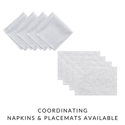 Elrene Home Fashions Caiden Elegance Damask Tablecloth, 60" x 144", White