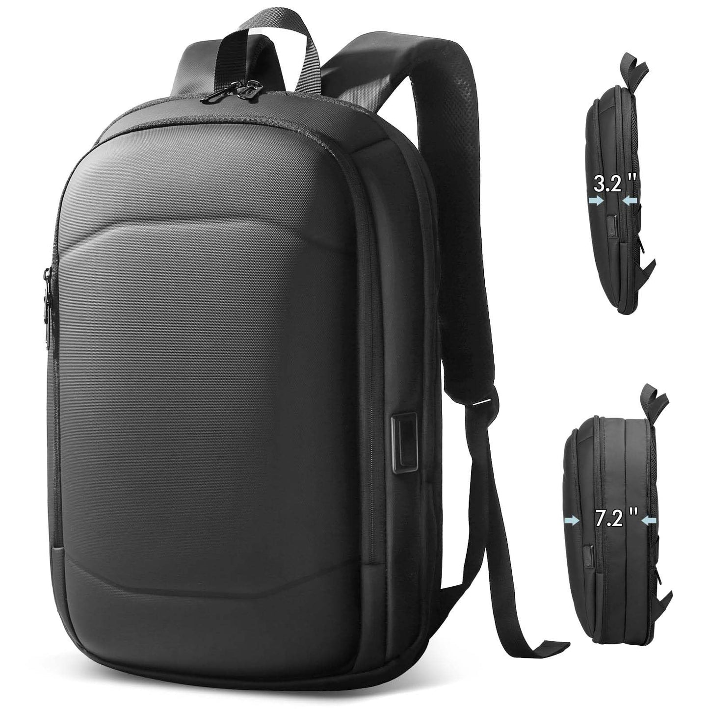 HEROIC KNIGHT Laptop Backpack, Expandable Business Travel Backpack with USB Charging Port, Water-Resistant Anti Theft Laptop Rucksack, Lightweight Computer Work Bag For Men Women, Fits 17.3 Inch-Black