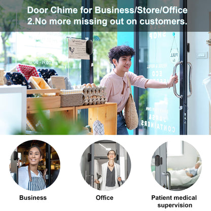 SanJie Wireless Door Chime Sensor, When Door Opens, Entry Alarm for Business/Home/Kids, 5 Adjustable Volume Ringer Alert 2 Sensors + 1 Receivers, 500 FT Range,26 Chimes
