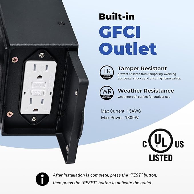 16.4" Motion Sensor Outdoor Lights with GFCI Outlet, 2-Pack ORB Outdoor Porch Light with Water Ripple Glass, 4-Modes Waterproof and Anti-Rust Dusk to Dawn Outdoor Lighting for Garage Patio