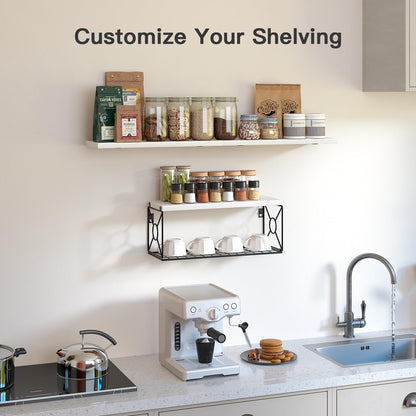 Amada Bathroom Shelves Over Toilet with Storage Basket, Floating Wall Shelves for Home Organization & Wall Decor, Bathroom/Kitchen/Living Room ShelvesBlack