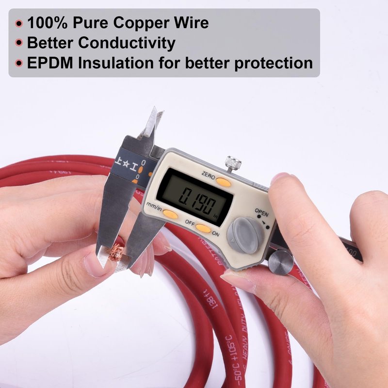 Shirbly 6 Gauge Battery Cable, 10FT Red + 10FT Black 6 AWG Pure Copper Wire Welding Cable, for Automotive, Battery, Solar and Generator, Standard USA OFC Wire