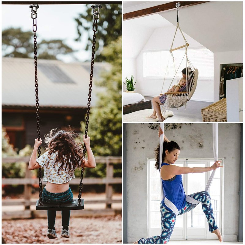 Aisto Heavy Duty Swing Hangers for Wooden Sets 2000 LB Capacity Hammock Hanger 360 Swivel Stainless Steel Swing Hardware Accessories 2 Packs for Porch Playground Yoga Heavy Bag