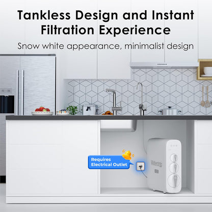 Waterdrop G3P600 Reverse Osmosis Water Filter, 600 GPD, Water Softener, Reduce TDS, Reduce Scale, Enhance the Flavor of Coffee and Tea, 2:1 Pure to Drain, Smart LED Faucet