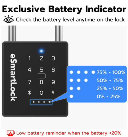 eLinkSmart Heavy Duty Smart Padlock with Key, Pad Lock with Code Keypad, Weatherproof Bluetooth RFID Keyless Electronic Digital Combination Lock for Gate Outdoor Fence Storage Unit Locker Shed Pool