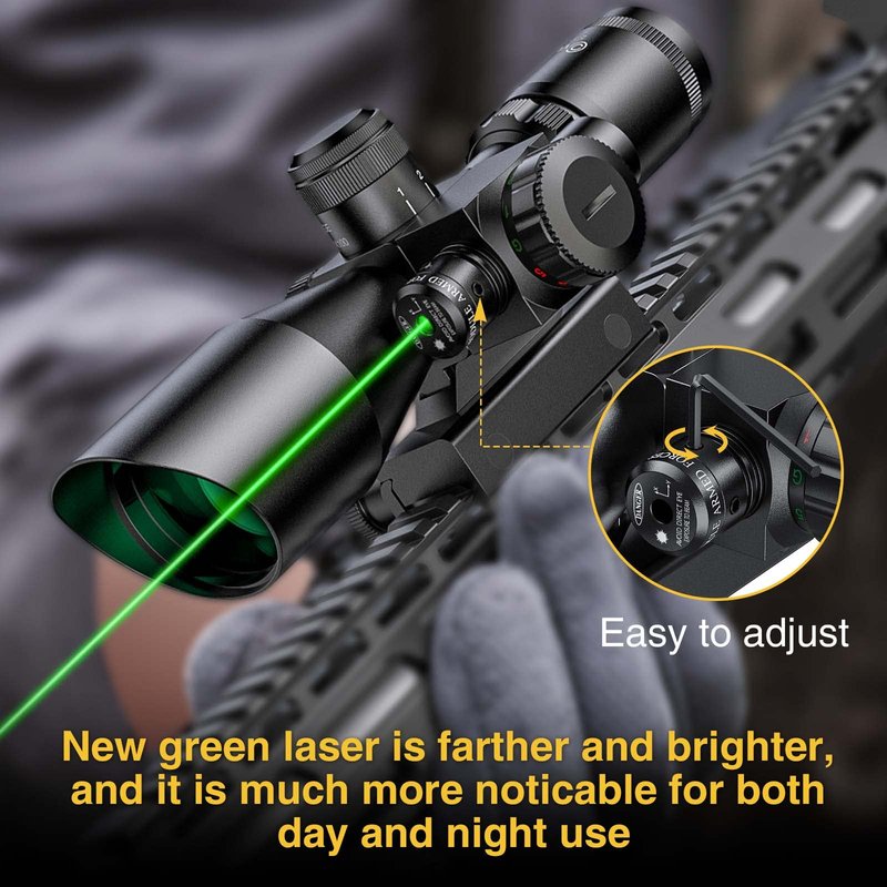 CVLIFE 2.5-10x40 Dual Illuminated Mil-dot Scope with Green Laser, Free 20mm Mount