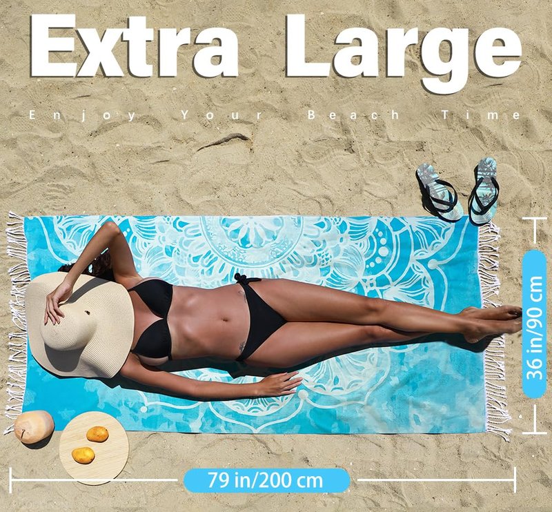 Widdonen Thin Turkish Beach Towel Lightweight Quick Dry Absorbent Cotton Bathroom Bath Pool Swim Towels Extra Large Oversized Sand Free Beach Accessories Essentials Cloud Gifts for Adult