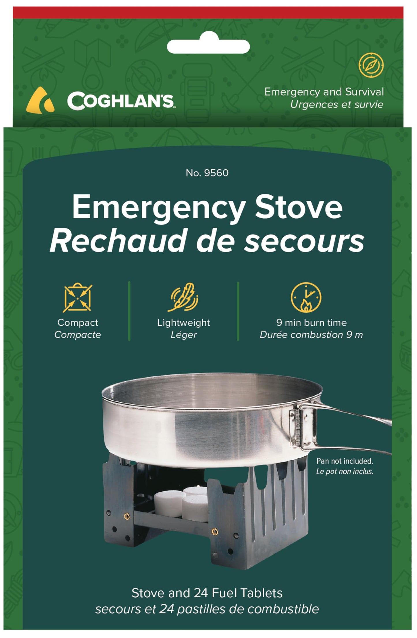 Coghlan's Emergency Stove - Lightweight, Portable Camping Stove for Backpacking, Survival, and Outdoor Cooking - Foldable Design with 24 Fuel Tablets Included (Compact for Travel and Storage)