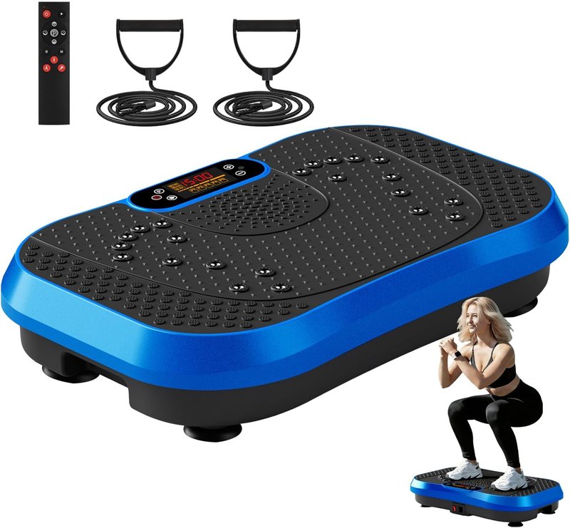 Waver Vibration Plate Exercise Machine - Lymphatic Drainage & Weight Loss | 120 Speed Levels, Full-Body Workout with Resistance Bands
