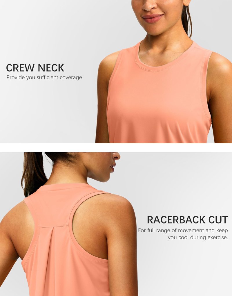 Women's Workout Tops Racerback Athletic Tank Tops Sleeveless Loose Fit Yoga Running Gym Shirts for Women(Coral,XL)