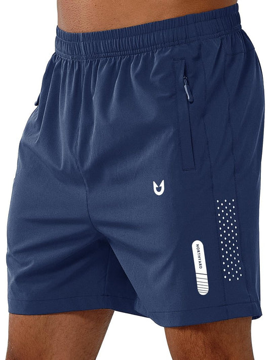 NORTHYARD Men's Athletic Running Shorts Gym Workout 7"/9"/5" Quick Dry Lightweight Sports Basketball Tennis 3 Zipper Pockets DARKBLUE-5inch L