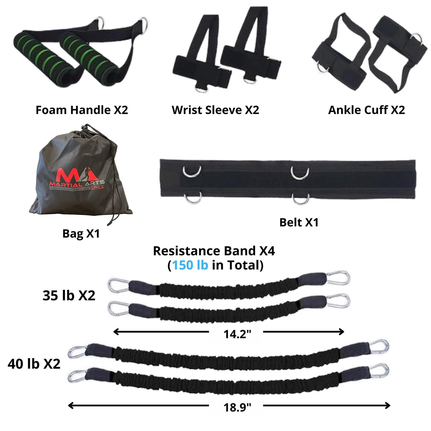 Boxing Bands, Boxing Resistance Bands, Full Body Resistance Band, MMA Training Equipment, Boxing Equipment, Punching Bands, 150 lbs Bands for Home Fitness Workout, Punching Resistance Bands (Black)