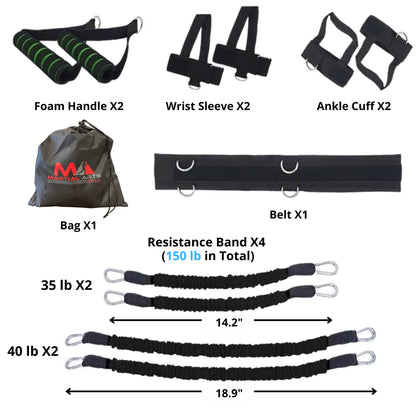 Boxing Bands, Boxing Resistance Bands, Full Body Resistance Band, MMA Training Equipment, Boxing Equipment, Punching Bands, 150 lbs Bands for Home Fitness Workout, Punching Resistance Bands (Black)