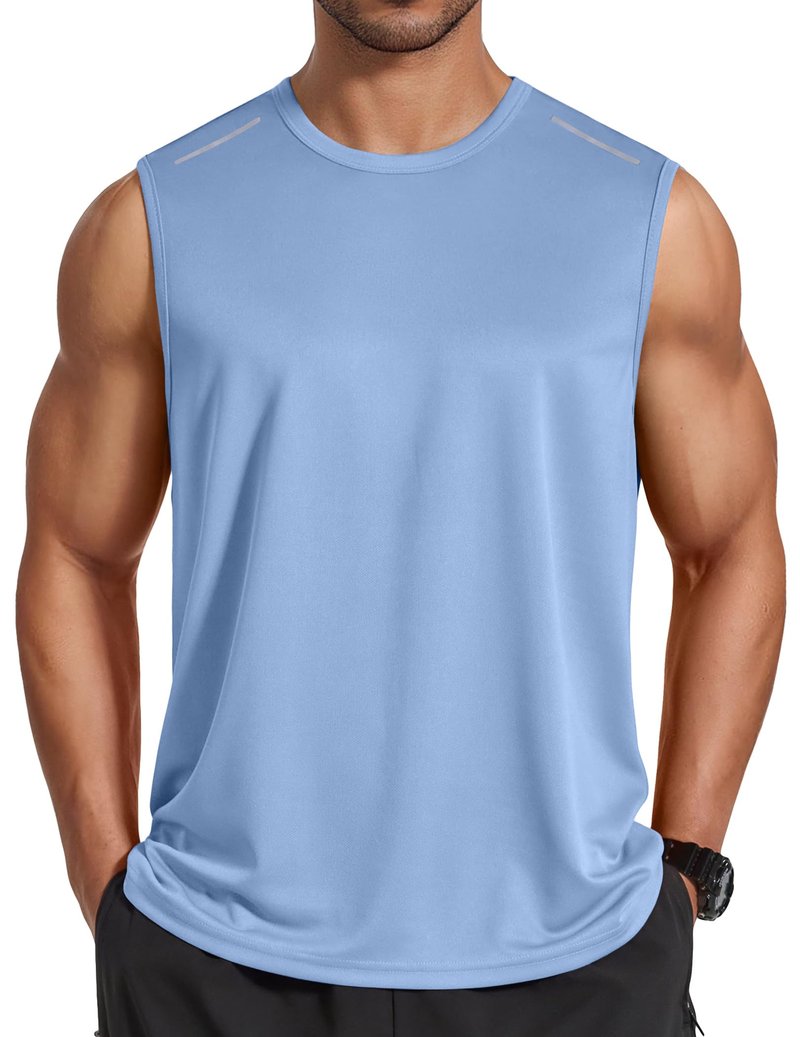 COOFANDY Men's Tank Shirts Lightweight Muscle Tank Top Sleeveless Boxing Shirts Fpr Men Summer Casual Tanks Light Blue