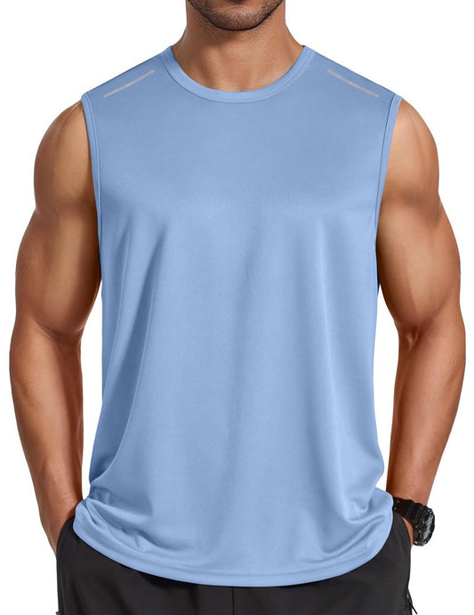 COOFANDY Men's Tank Shirts Lightweight Muscle Tank Top Sleeveless Boxing Shirts Fpr Men Summer Casual Tanks Light Blue