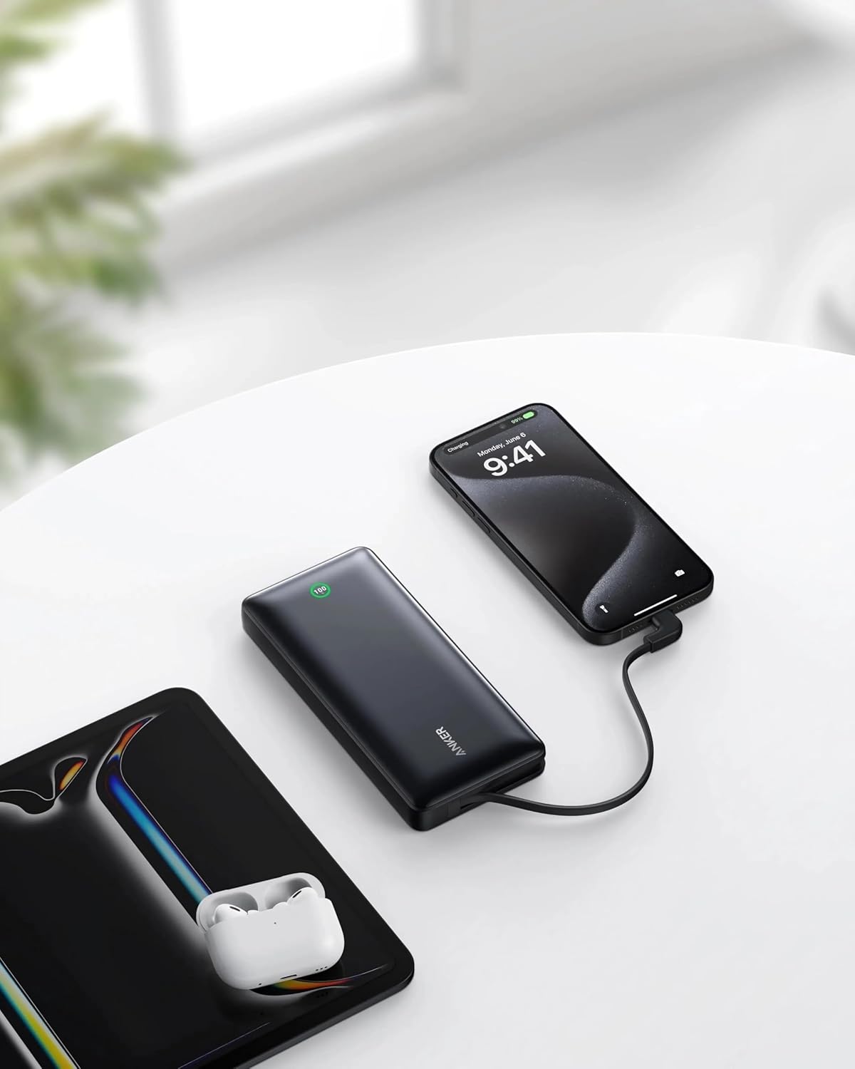 Anker Nano Power Bank 20K – 30W Fast Charging, Built-in USB-C Cable, Ultra-Compact 20000mAh Battery Pack for iPhone 16, 15, 14, 13, Samsung Galaxy S25, S24, S23, S22, iPad Air, Google Pixel, AirPods