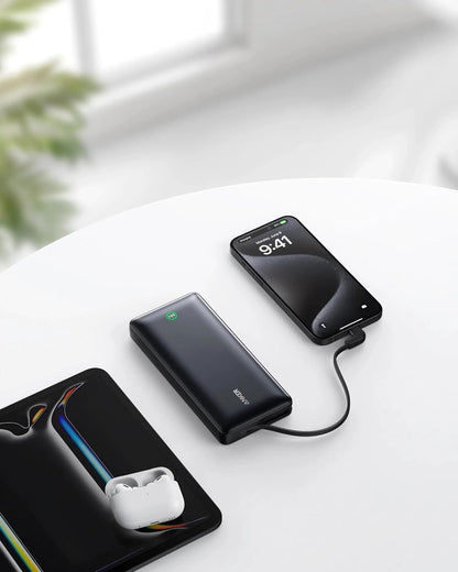 Anker Nano Power Bank 20K – 30W Fast Charging, Built-in USB-C Cable, Ultra-Compact 20000mAh Battery Pack for iPhone 16, 15, 14, 13, Samsung Galaxy S25, S24, S23, S22, iPad Air, Google Pixel, AirPods