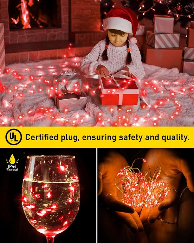 KNONEW 400FT Outdoor Christmas Fairy Lights Plug in,1200 LED String Lights Outdoor Waterproof 8 Modes Memory Times for Wedding Bedroom Walls Garden Trees Decoration(Red)