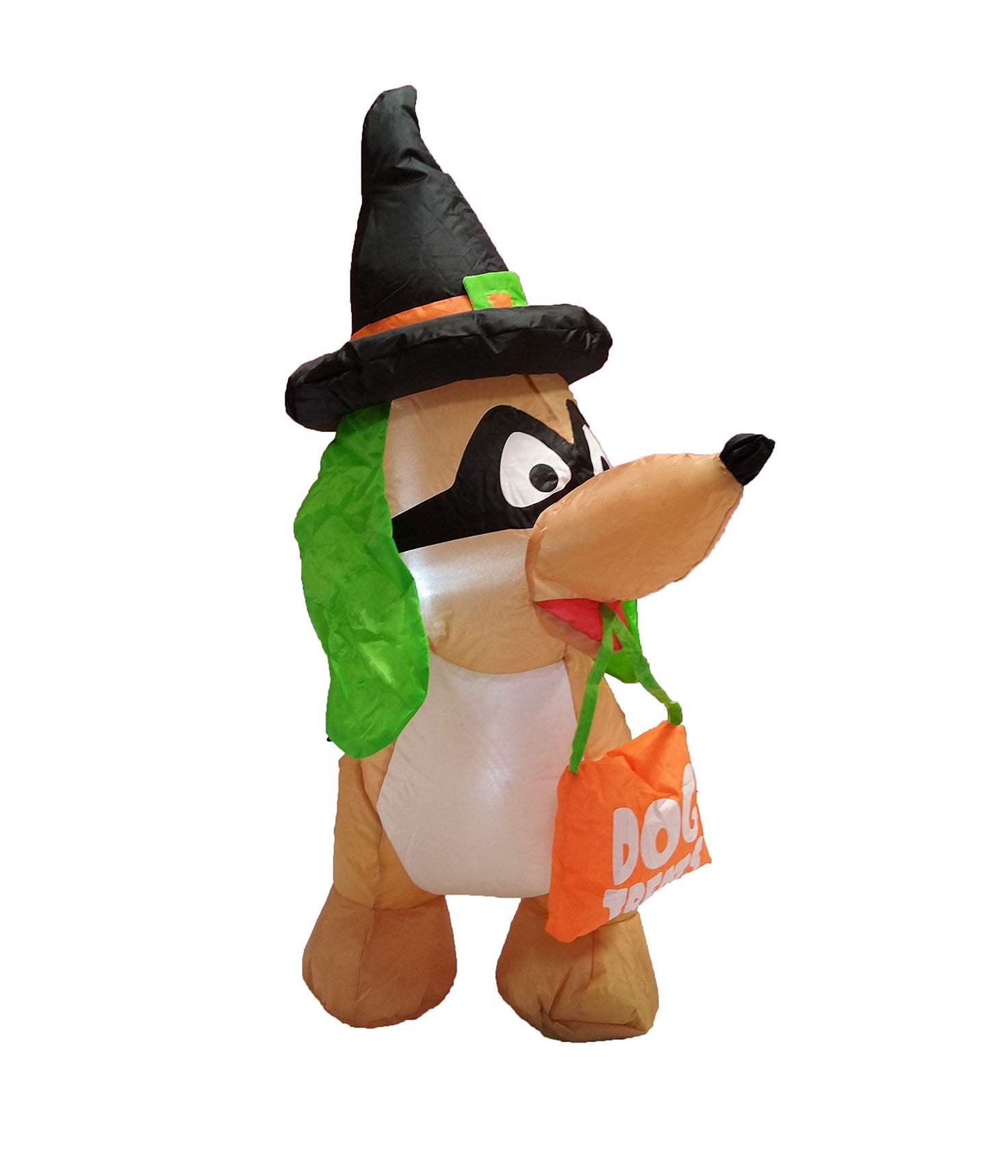 BZB Goods 4 Foot Long Illuminated Halloween Inflatable Dog with Witch Hat and Mask Decoration
