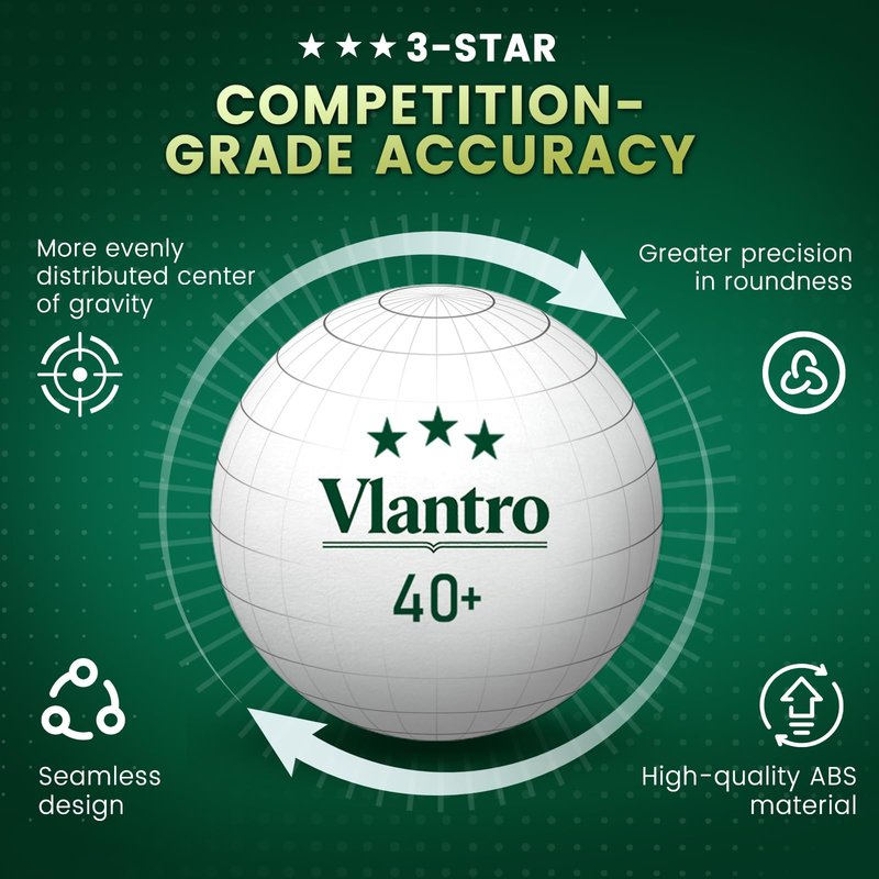Vlantro 24 Pack 3-Star White Table Tennis Balls, Premium 40+ ABS Regulation Bulk Ping Pong Balls for Competition & Training, for Indoor/Outdoor Play