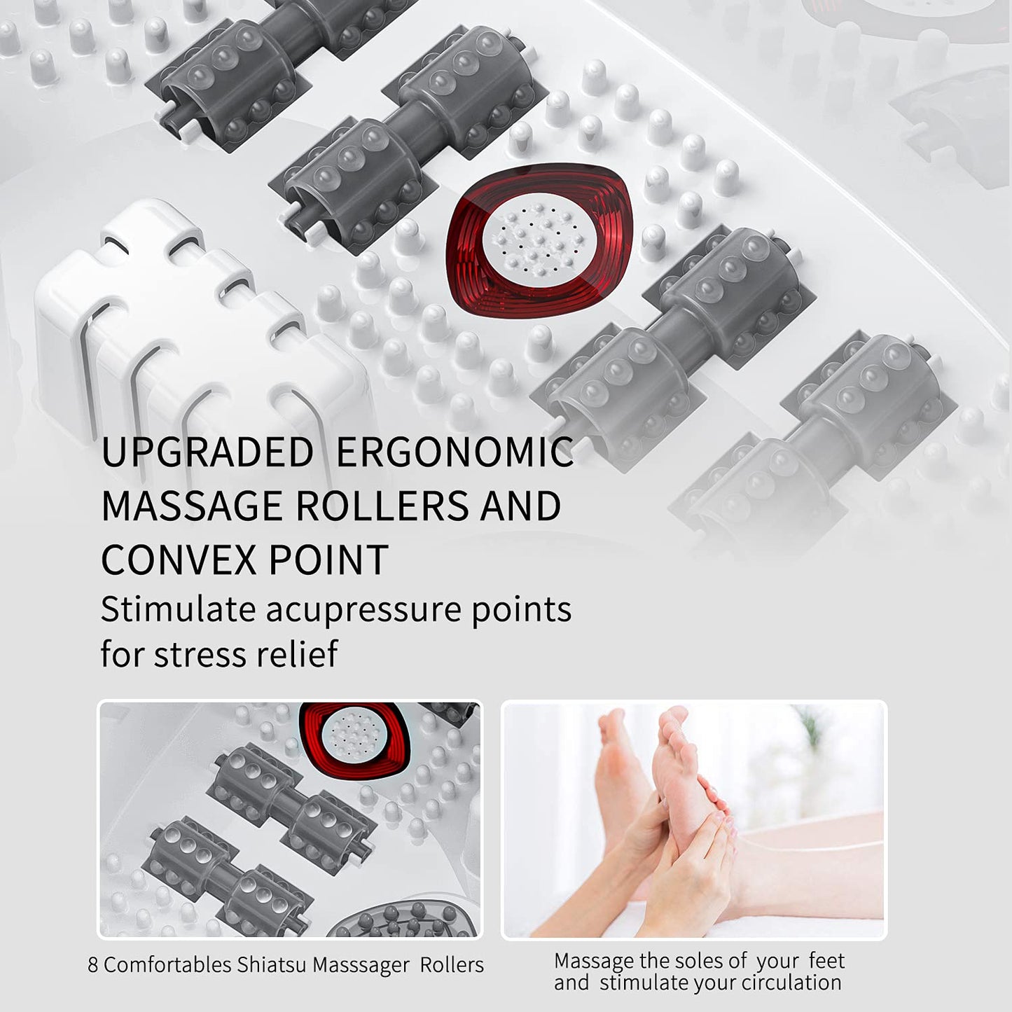 Foot Spa Bath Massager with Heat, Epsom Salt,Bubbles, Vibration and Red Light, Tub for Stress Relief,Foot Soaker, Christmas Gifts Birthday Gifts for Mom Dad Women Men Her Him