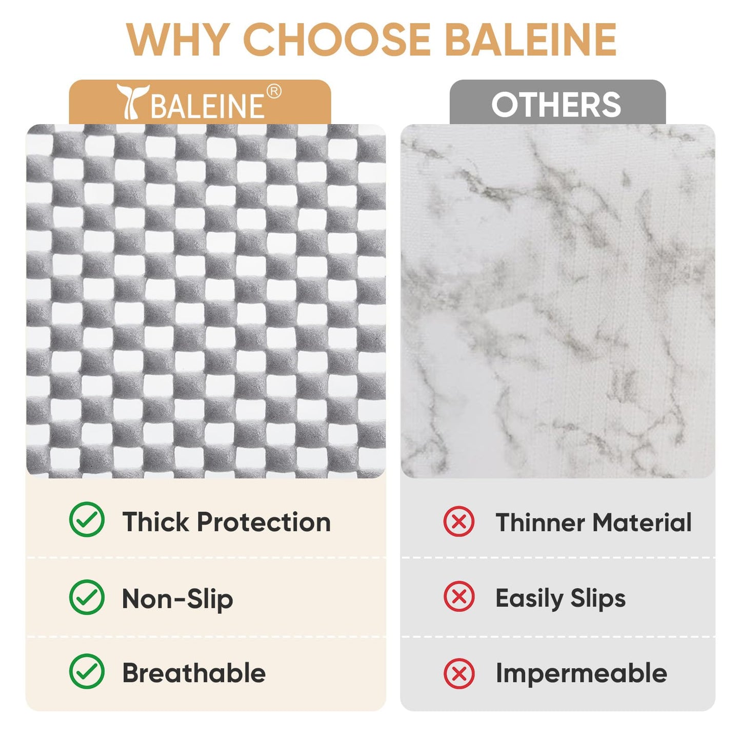 BALEINE Cabinet Liner, 12 in x 10 Ft Drawer and Shelf Liner for Kitchen Cabinets Non-Adhesive, Non-Slip Protect Desks, Cupboard, Drawers, Shelves, Tableware (Gray)