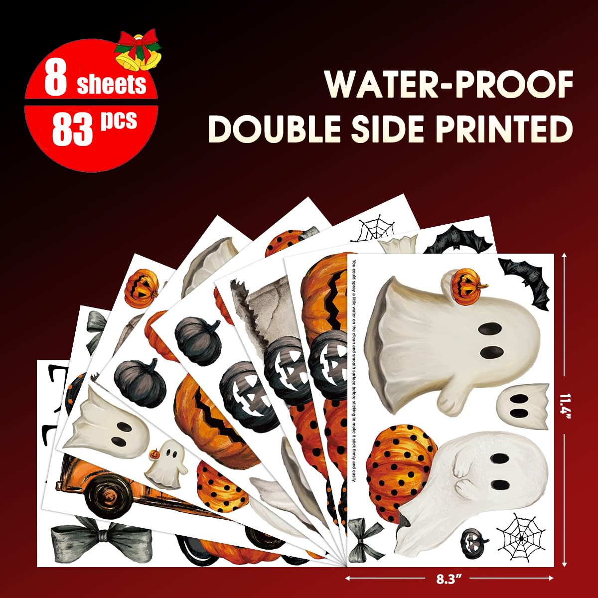 Horaldaily 83 PCS Halloween Window Cling Sticker, Ghosts Pumpkins for Home Party Supplies Shop Window Glass Display Decoration