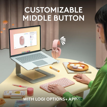 Logitech Pebble Mouse 2 M350s Slim Bluetooth Wireless Mouse, Portable, Lightweight, Customisable Button, Quiet Clicks, Easy-Switch for Windows, macOS, iPadOS, Android, Chrome OS - Graphite