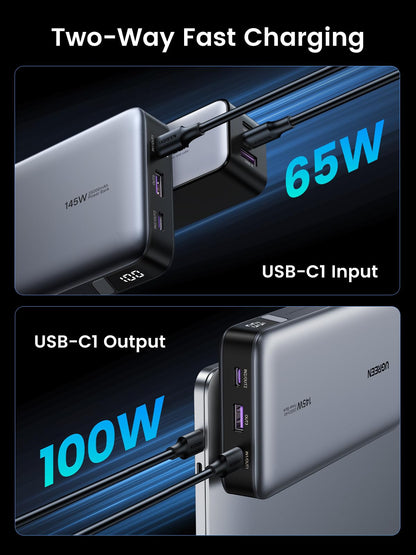 UGREEN Power Bank 25,000mAh 145W Laptop Portable Charger, Nexode 3-Port USB C PD Battery Pack, for MacBook Pro/Air, Dell XPS, iPhone 16/15/14, Galaxy S24, Steam Deck, iPad, and More