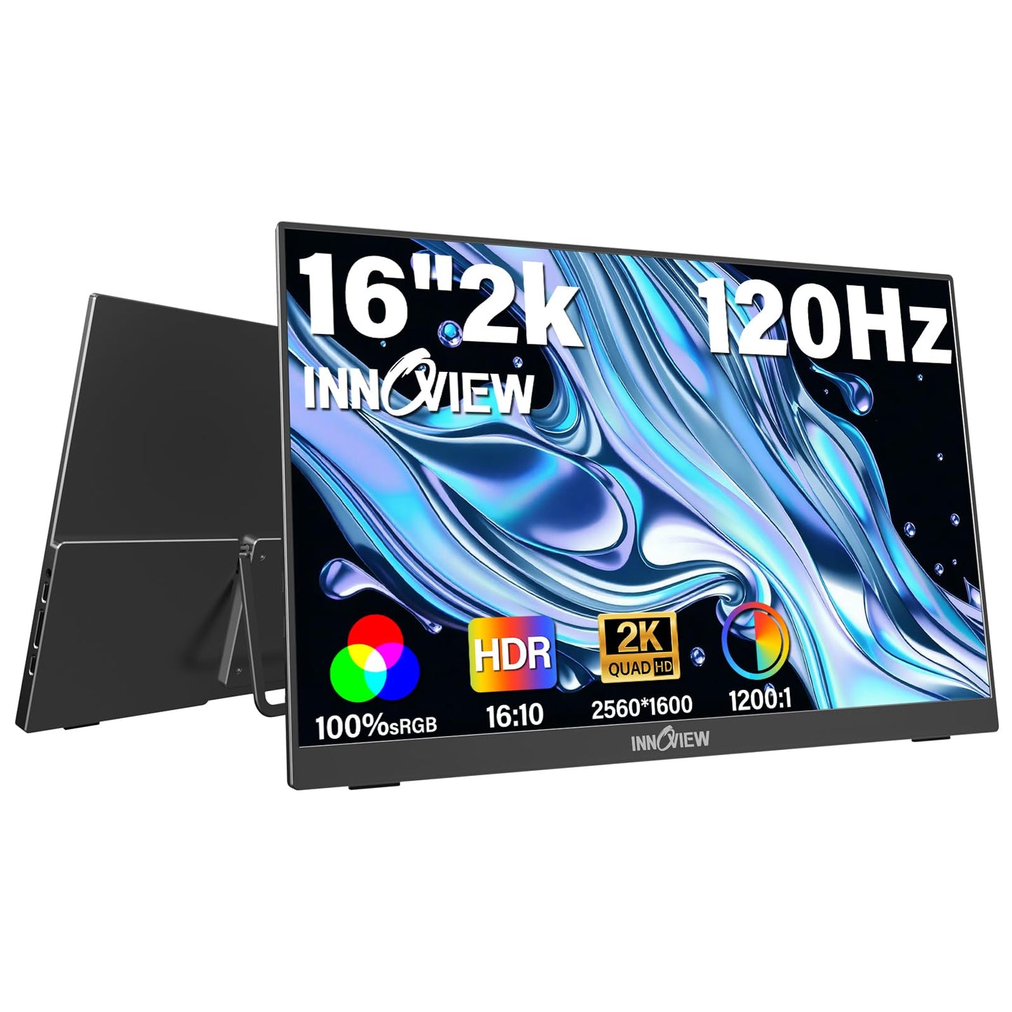 InnoView Portable Monitor Touchscreen 15.6" 1080P 10-Point Touch Screen Monitor Portable with Protective Sleeve Built-in Stand, 1200:1 HDMI USB C Travel Monitors for Laptop, PC, Phone