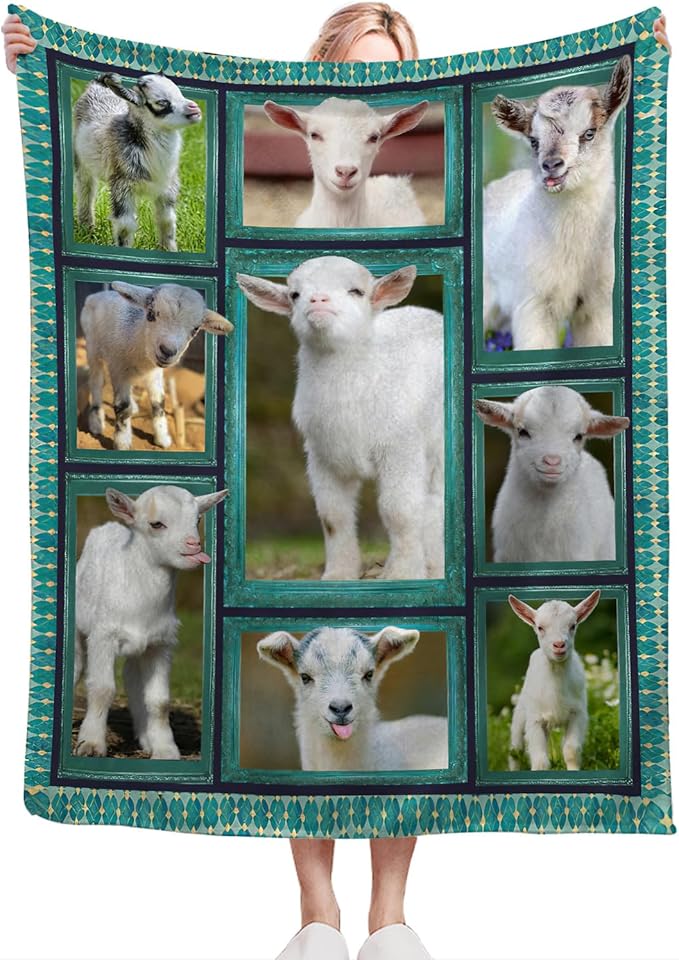 Cute Goat Blanket, Farmhouse Animal Throw Blankets, Goats Fuzzy Plush Blanket Ultra Soft for Goat Lover Gift Kids Teens Women Men Girls Boys Stuff Decor for Home Bedding Sofas Couch Camping 50"X40"
