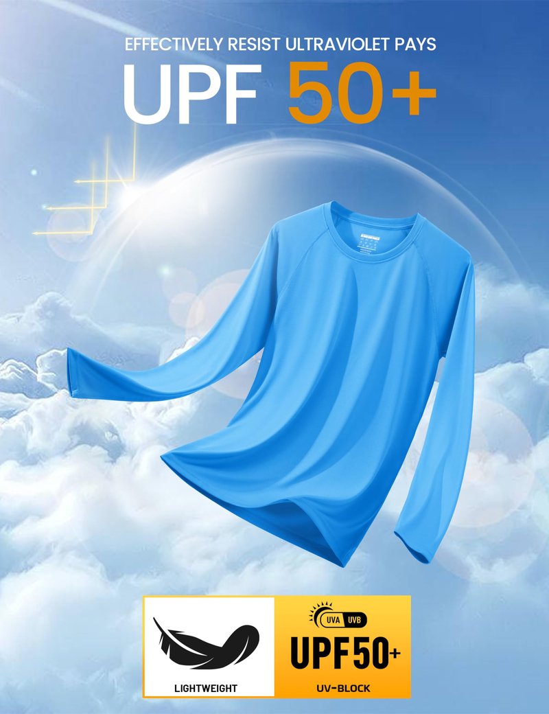 Azure Rashguard for Men - Long Sleeve Sun Protection Athletic T-Shirt for Outdoor & Camping Activities