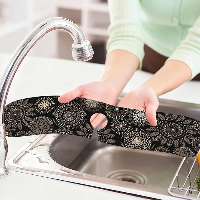 2 Pcs Kitchen Sink Splash Guard Faucet Mats Mandala Pattern Faucet Mat