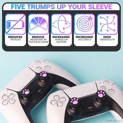 4Pcs Cat Paw Pink Ps5 Thumbstick Grips - Controller Accessories for Ps4, Ps3, Steam Deck, Xbox and Nintendo Switch – Cute Joystick Caps, Anti-Slip Silicone PlayStation 5 Trumb Grip