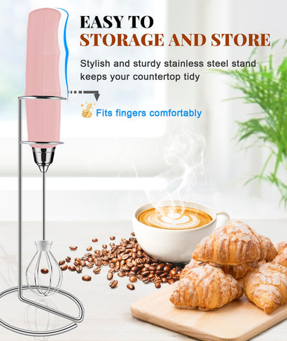 YUSWKO Black Handheld Milk Frother Wand for Coffee, Rechargeable Electric Whisk with 3 Heads 3 Speeds Drink Mixer Coffee Frother For Latte, Cappuccino, Hot Chocolate, Egg