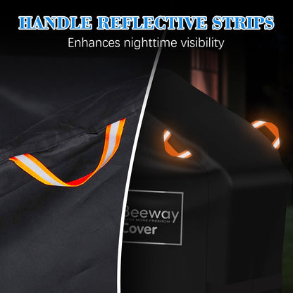 BEEWAY Barbecue Cover, BBQ Grill Cover fits Weber, Brinkmann, Char Broil - Heavy Duty Large BBQ Covers, UV & Waterproof, Rip-proof with Reflective Straps and Storage Bag (145 x 61 x 120cm)