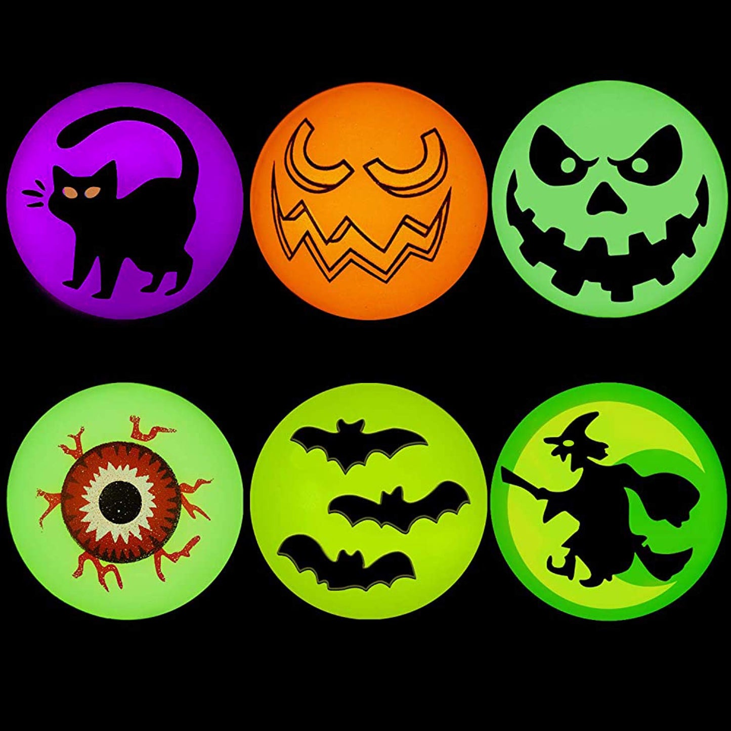 Taocco 72 Pieces Halloween Bouncing Balls,6 Halloween Theme Designs Glow in The Dark Bouncy Toys Balls,Halloween Party Favor Supplies,School Classroom Game Rewards,Trick or Treat Party Bag Filler