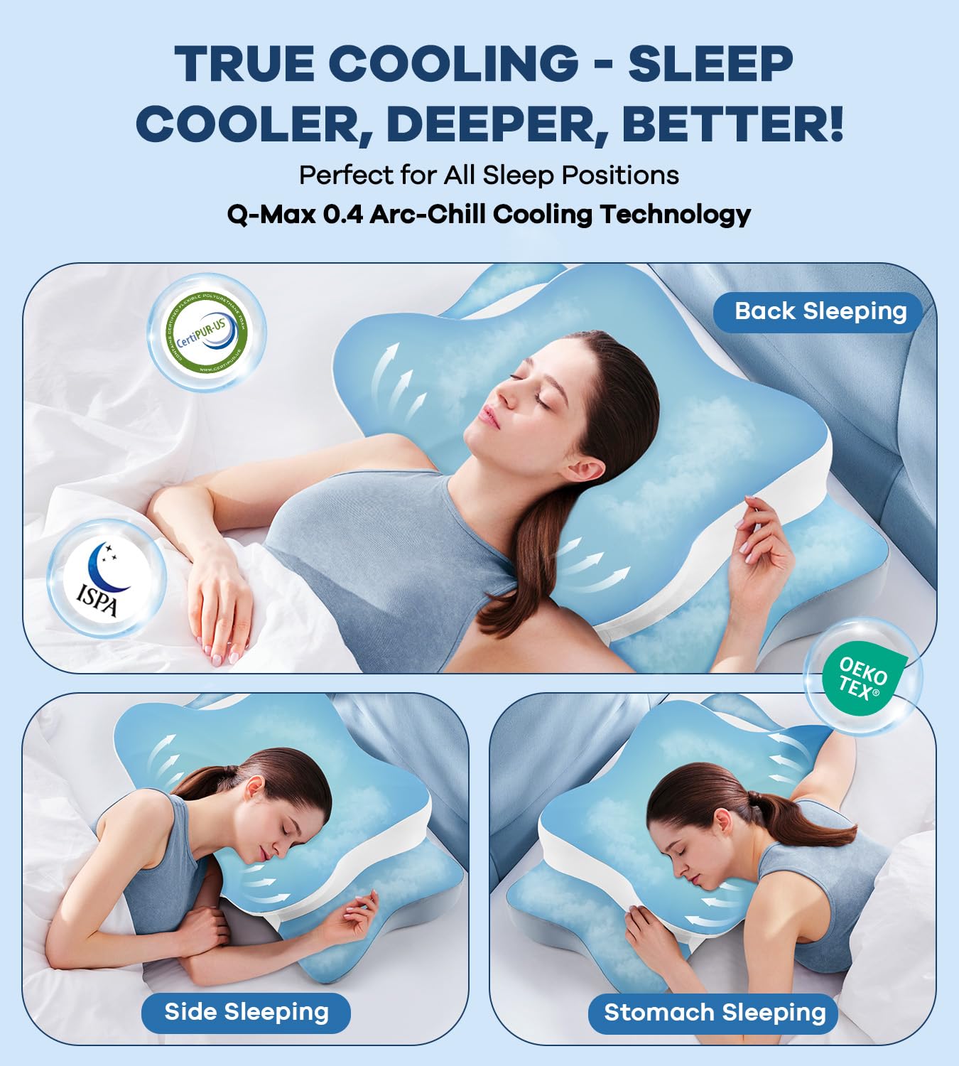DONAMA Cervical Pillow for Neck and Shoulder,Contour Memory Foam Pillow,Ergonomic Neck Support Pillow for Side Back Stomach Sleepers with Pillowcase