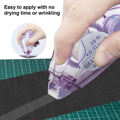 Glue Tape for Scrapbooking, Pack of 4 Scrapbook Tape, Double Sided Tape Roller for Crafts, 26 Ft x 0.31 In Tape Runner, Journaling Supplies, Craft Supplies for Scrapbooking, Gift Wrapping, Photo Tape.