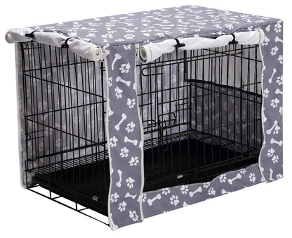 Dog Crate Cover Durable Polyester Pet Kennel Cover Universal Fit for Wire Dog Crate - Fits Most 42 inch Dog Crates - Cover only-Sky Gray-42