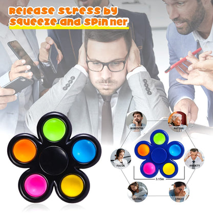 SCIONE 10 Pack Pop Fidget Spinners Fidget Toy for Kids Adults, Pop Party Bag Fillers for Kids Sensory Anxiety Stress Relief Reducer
