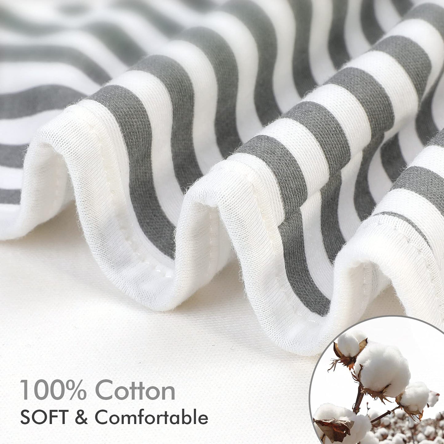 GLLQUEN BABY Baby Swaddle Wraps for 0-3 Months Newborn,Oeko-tex100,100% Breathable Organic Cotton Fabric Swadding Blankets,3 Pack(New Grey)
